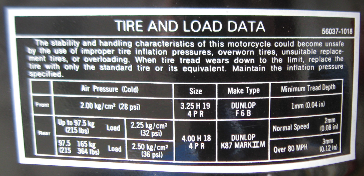 Correct Tire Pressure - KZRider - KZRider, KZ, Z1 & Z Enthusiast's Forum