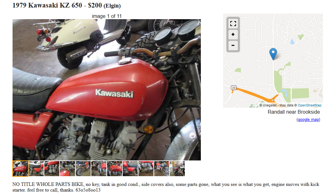 Kawasaki kz650 deals for sale craigslist