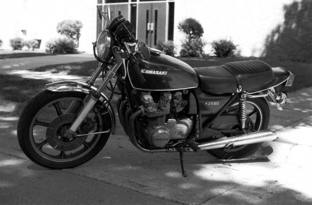 kz650 with clubman bars b w